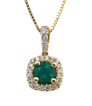 18KY Emerald and Diamond Pendant