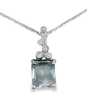 14KW Aquamarine and Diamond Necklace