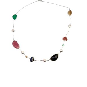 Pastel Agate Y necklace