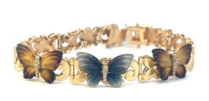 14k Diamond and Enamel Butterfly Bracelet