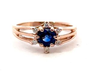 14k Rose Sapphire and Diamond Ring