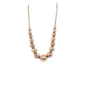 14K Yellow and Rose Bead Necklace