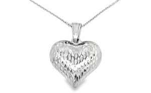 Diamond Cut Puffed Heart Pendant