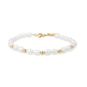 Freshwater  Cultured Pearl Bezel Set Bracelet