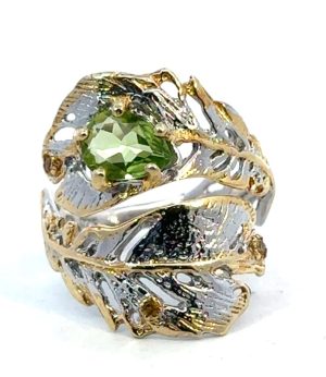 Sterling and Gold Peridot ring