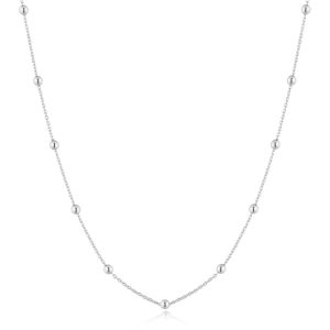 Silver Bobble Long Chain Necklace