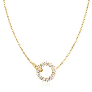 Gold Interlinked Circles Pav Necklace