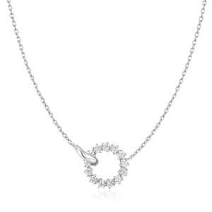 Silver Interlinked Circles Pav Necklace