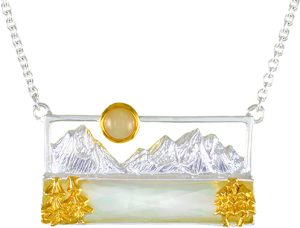 22k and Silver Pendant with Quartz and Opal