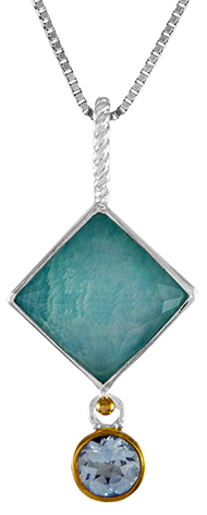 22k and Silver Amazonite Pendant
