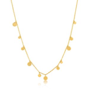 Gold Geometric Mixed Discs Necklace