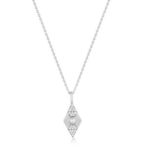 Silver Pearl Geometric Necklace