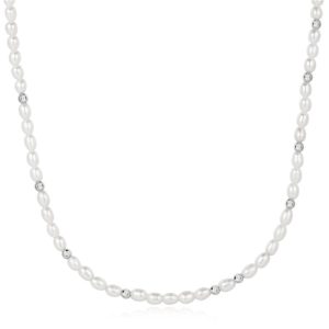 Silver Freshwater Pearl Bezel Set Slider Necklace