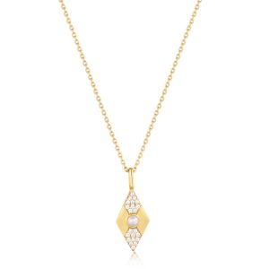 Gold Pearl Geometric Necklace