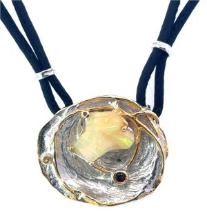 Sterling Opal and Sapphire Necklace