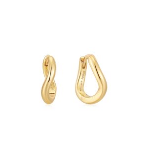 Gold Plated Sterling Twist Huggie Hoop Earrings