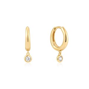 Gold Plated Sterling Silver Cubic Zirconia Drop Huggies