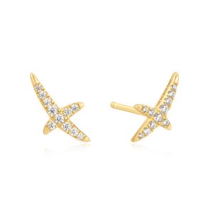 Gold Plated Sterling Kiss Pav Studs