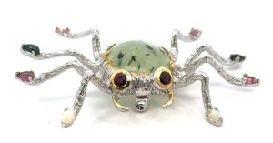 Sterling Silver Gemstone Spider Brooch
