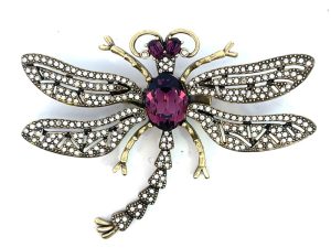 Heidi Daus purple dragonfly crystal brooch