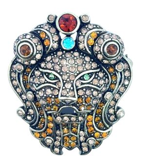 Heidi Daus Lion Cabeza Crystal  Brooch
