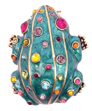 Heidi Daus Enamel and Crystal Frog Brooch