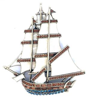 Heidi Daus Crystal Ship Brooch