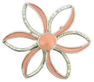 Gold and Coral Flower Brooch