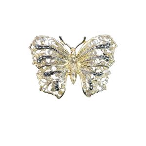 Two Tone Lace Butterfly Brooch