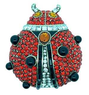 Rhinestone Ladybug Brooch