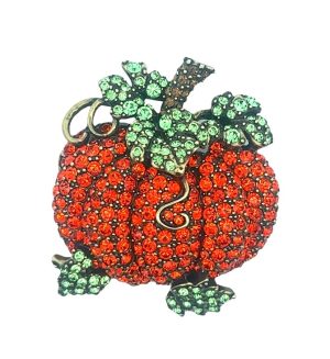 Rhinestone Pumpkin Brooch