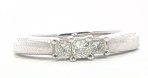 14k White Three Stone Ring