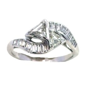 14KW Trillion and Baguette Diamond Ring