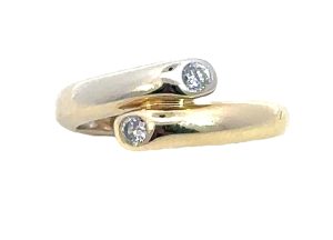 14k Two Toned Diamond Bypass band