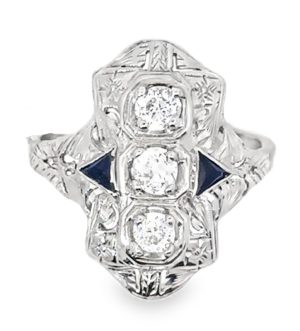 Estate 3 Stone Old Mine Cut Diamond RIng