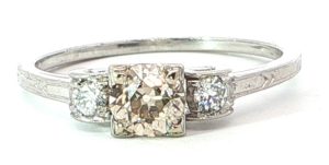 Platinum Vintage 3 stone ring