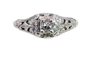 18kW Old Mine Cut Diamond Ring