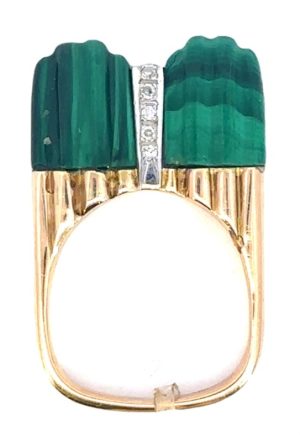 14KY Malachite and Diamond Ring