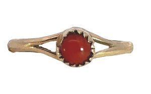 14k 4mm Coral Cabochon