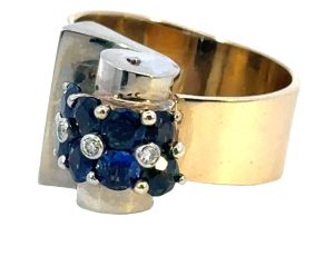 1940s Retro-Modern Sapphire Diamond Ring