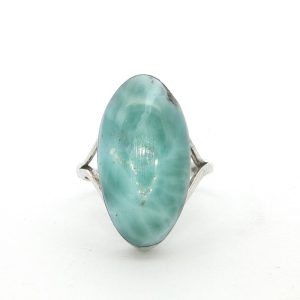 Ellongated Larimar Silver Ring