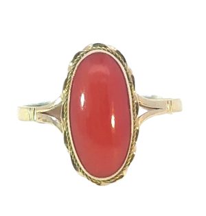 14KY  7x14mm Oval Coral Cabachon