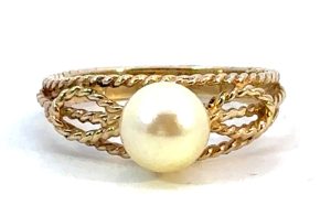 14ky Twisted Pearl Ring