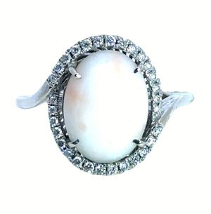 14KW Coral and Diamond Ring