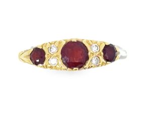 18KY Victorian English Hall Garnet and Diamond Ring
