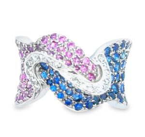 90s Retro Pink and Blue Sapphire Ring