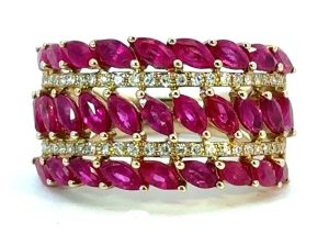 14k Yellow Ruby and Diamond Band
