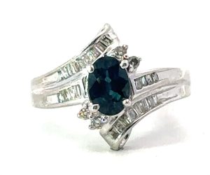 10k White Sapphire and Diamond Ring