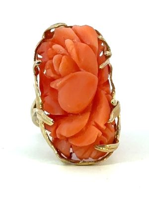 14k Yellow Coral Rose Ring