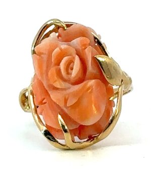 14k Yellow Coral Rose Ring